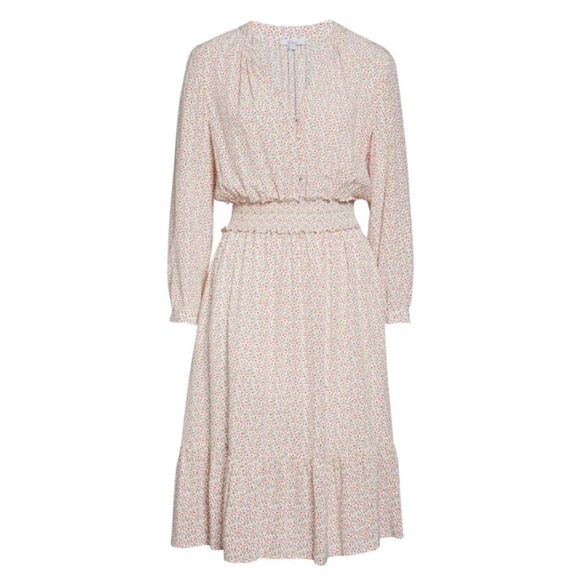 RAILS Renata long sleeve smocked v-neck midi dress in flower vines XS - Picture 15 of 15